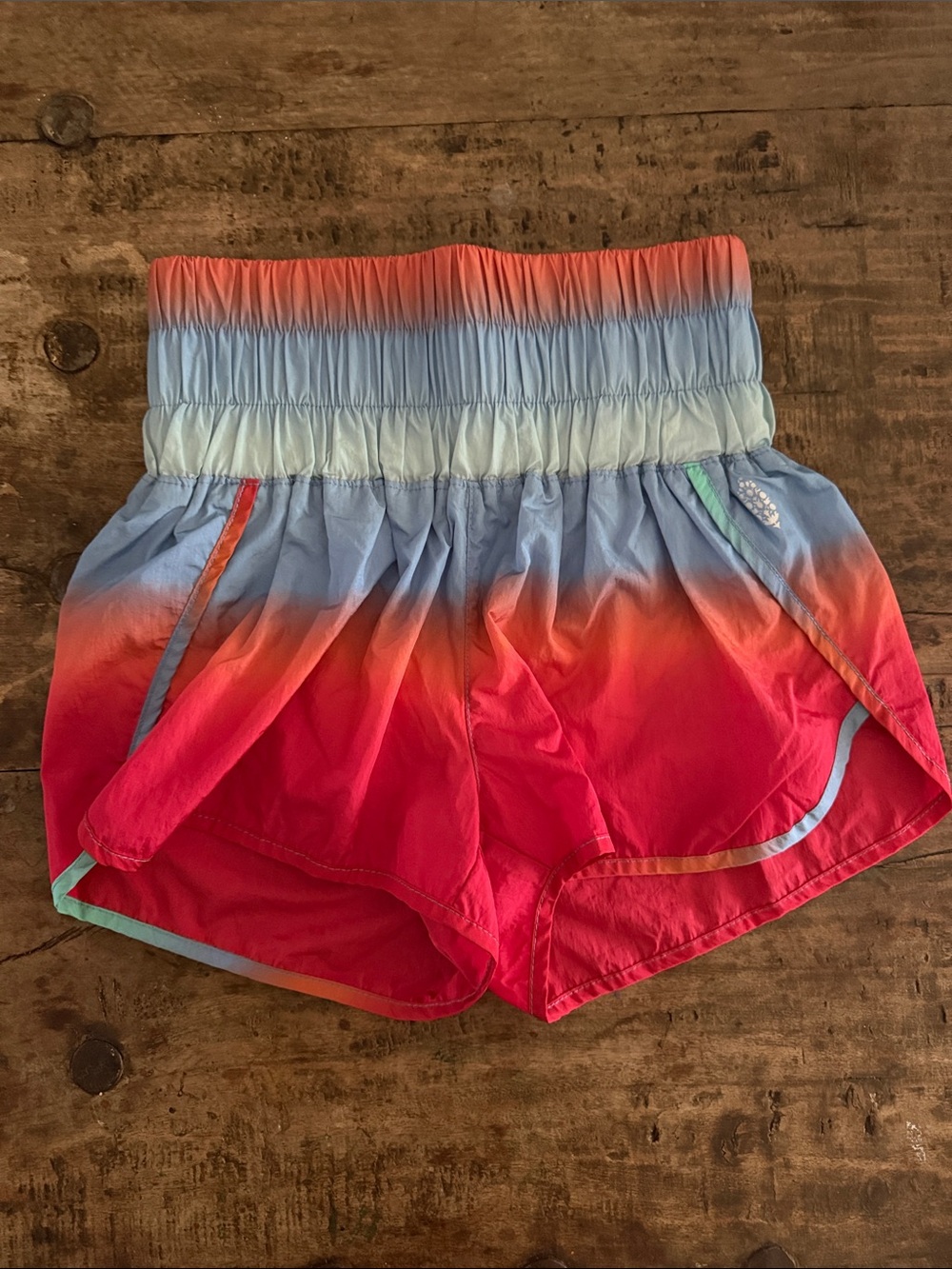 FP Movement by Free People Ombre High-Waist Athletic Shorts - Pink, Blue